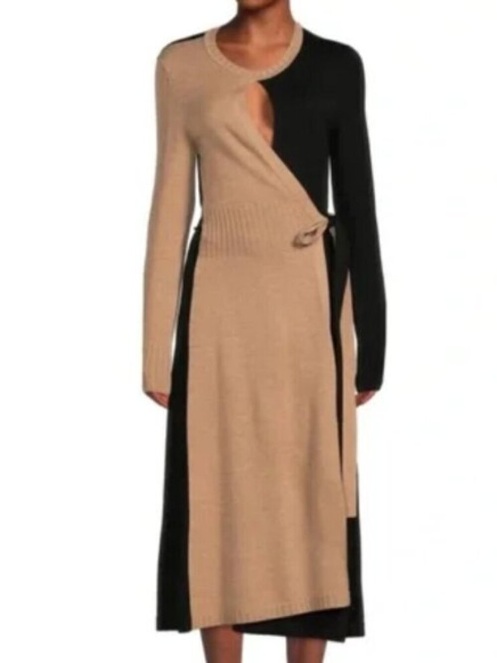 Akris Punto Colorblock Virgin Wool Wrap Dress